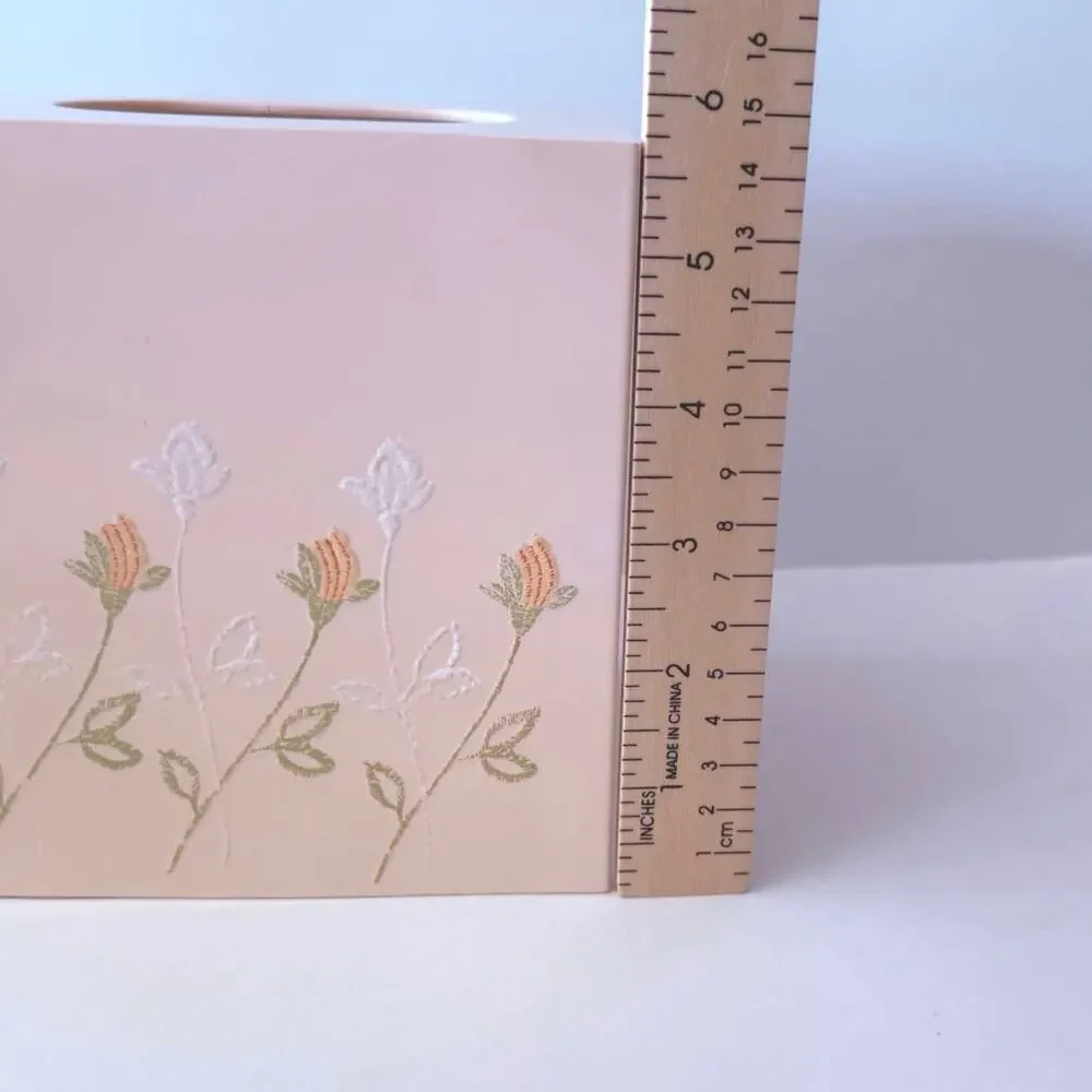 Vintage Plastic Tissue Box Cover Pink Peach Raised Orange White Flowers Japan 5”